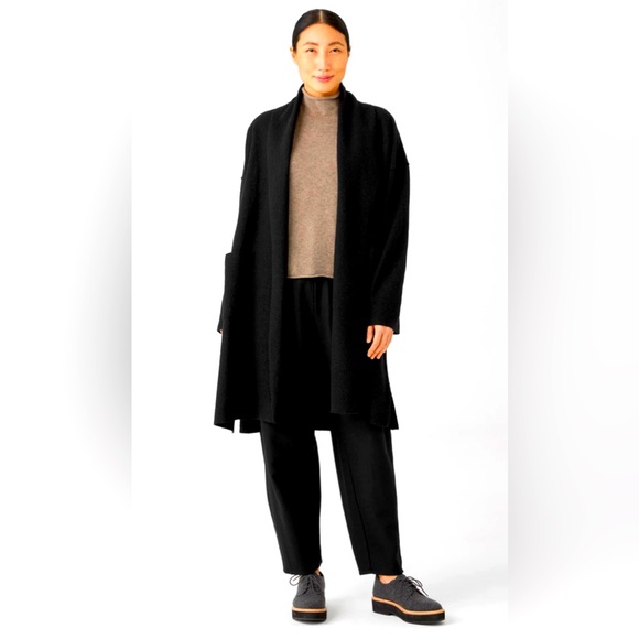 Eileen Fisher Jackets & Blazers - Eileen Fisher Black Wool Kimono Lightweight Coat with dropped shoulder in EUC